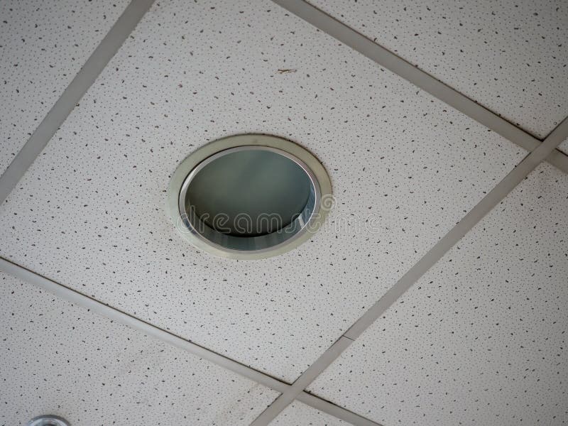 Builtin Lamp in the Office Ceiling of the Office Building Stock Image