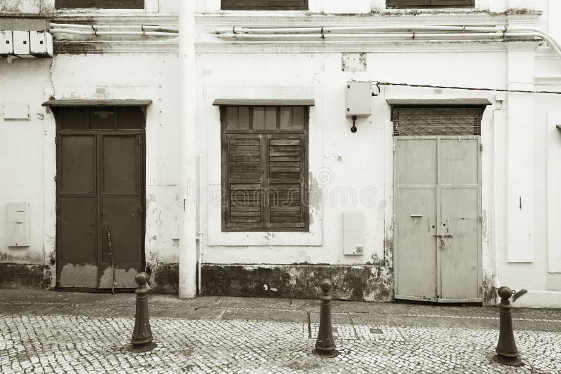 Buitenkant van de oude bouw in Macao, China royalty-vrije stock afbeeldingen Buitenkant van de oude bouw in Macao, China royalty-vrije stock afbeeldingen