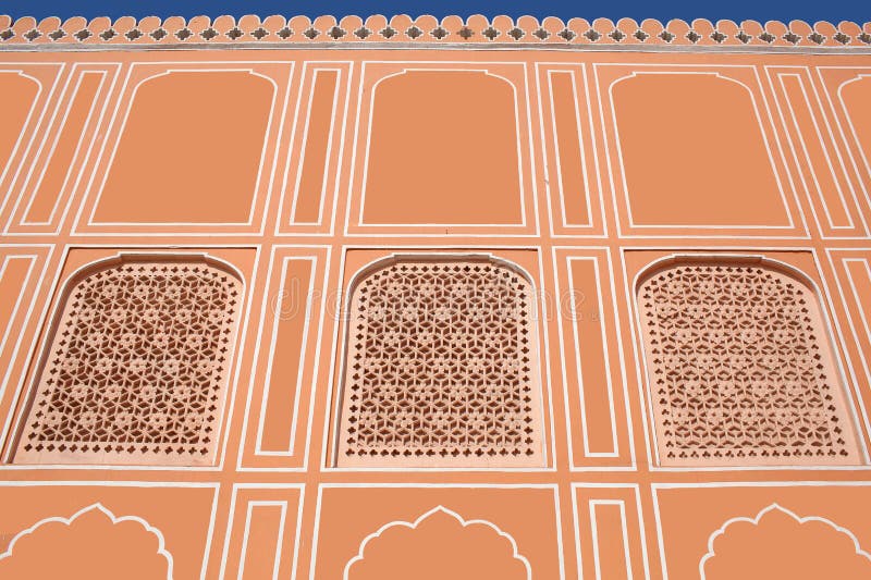 Buitenste details van Jaipur City Palace in de deelstaat Rajasthan, India royalty-vrije stock afbeelding Buitenste details van Jaipur City Palace in de deelstaat Rajasthan, India royalty-vrije stock afbeelding