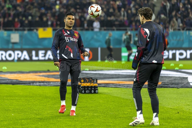 Bukarest Rumänien Football Uefa Europa League Group Stage FCSB Manchester United National Arena 30 januari 2025 arkivfoto