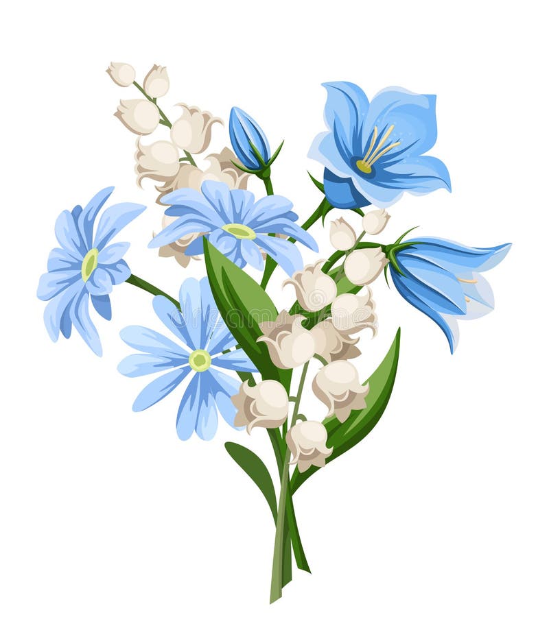 Buketten blommar fjädern också vektor för coreldrawillustration royaltyfri illustrationer