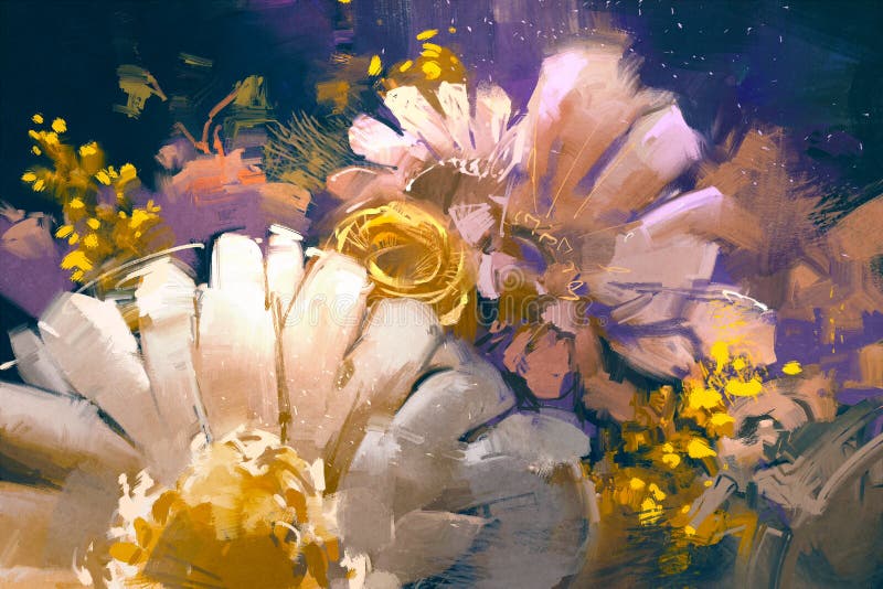 Buketten blommar i stil för olje- målning royaltyfri illustrationer