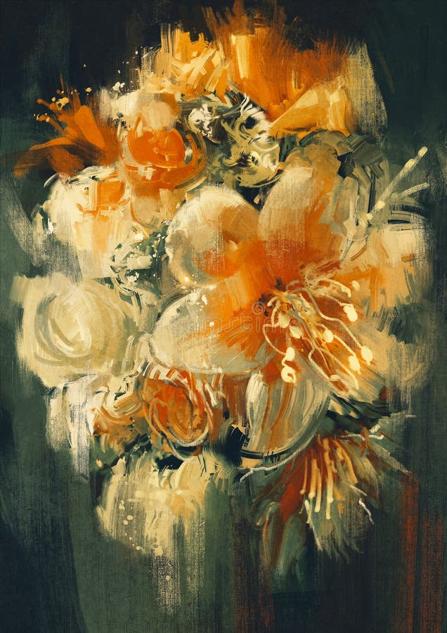 Buketten blommar målning vektor illustrationer