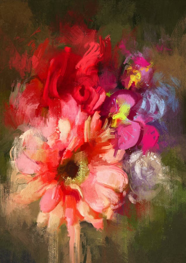 Buketten blommar ro stock illustrationer
