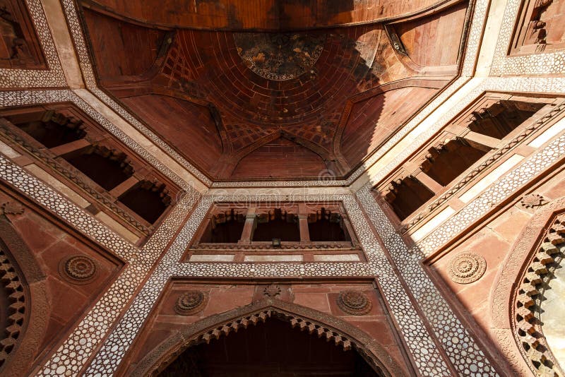 Buland Darwaza gate is the entrance to Jama Masjid mosque in Fatehpur Sikri, Agra, Uttar Pradesh, India, Asia