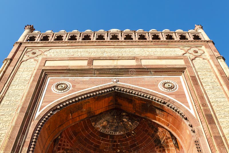 Buland Darwaza gate is the entrance to Jama Masjid mosque in Fatehpur Sikri, Agra, Uttar Pradesh, India, Asia