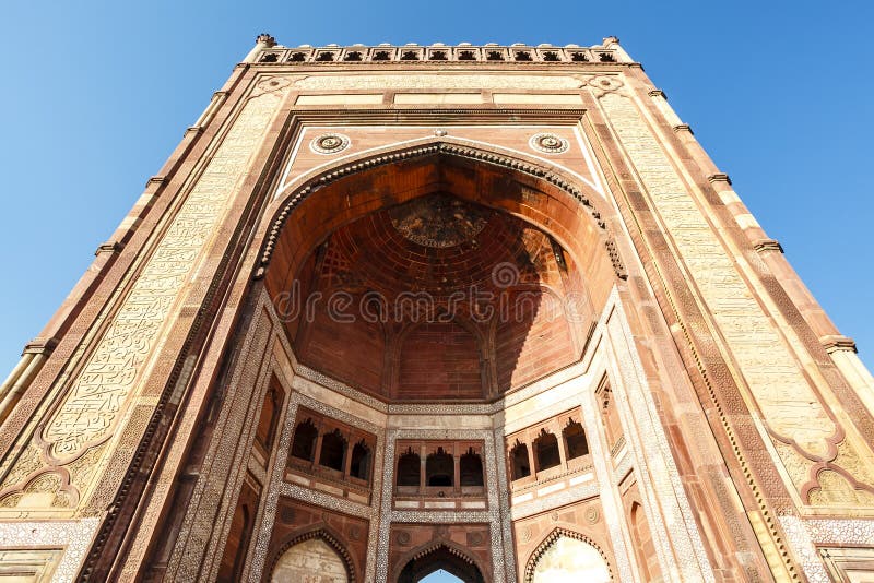 Buland Darwaza gate is the entrance to Jama Masjid mosque in Fatehpur Sikri, Agra, Uttar Pradesh, India, Asia