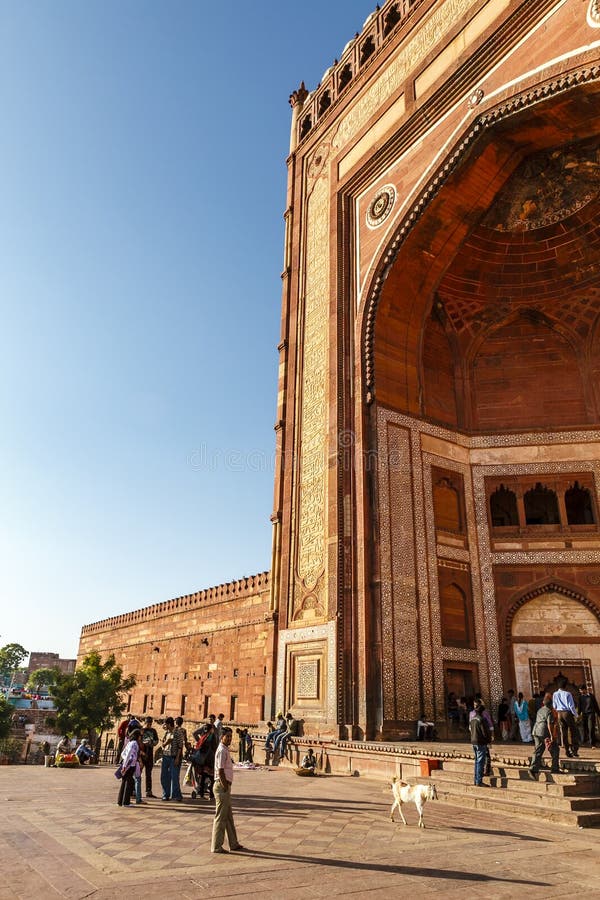 Buland Darwaza gate is the entrance to Jama Masjid mosque in Fatehpur Sikri, Agra, Uttar Pradesh, India, Asia