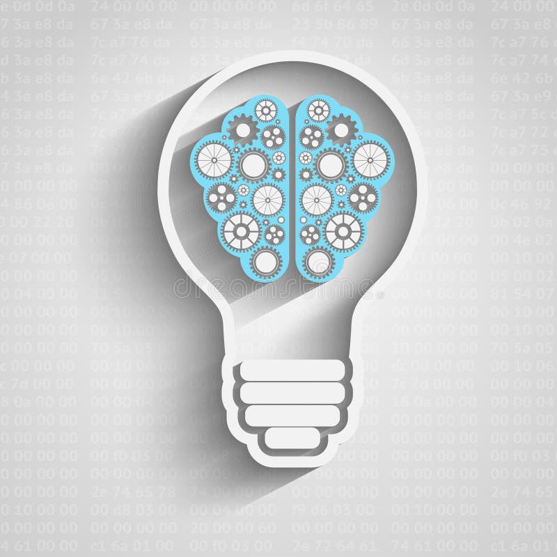 Bulb with brain cloud stock illustration