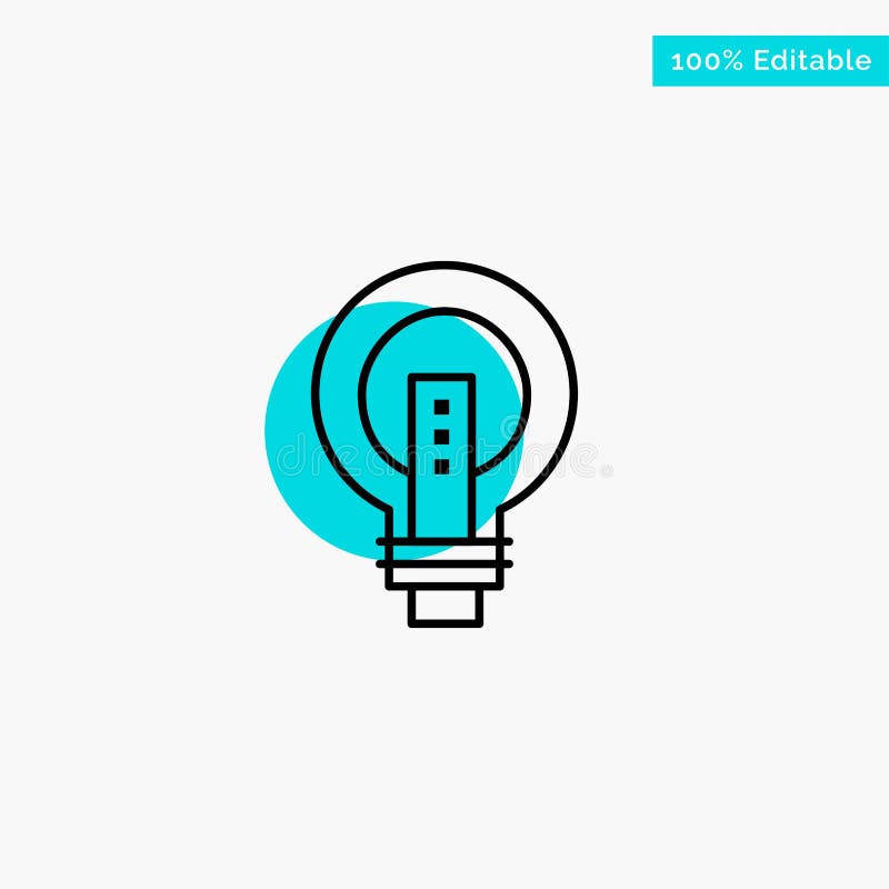 Bulb, Bright, Business, Idea, Light, Light bulb, Power turquoise highlight circle point Vector icon