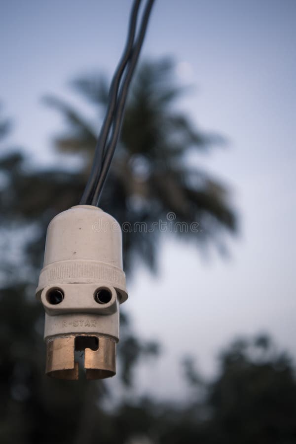 A White Bulb Holder Hanging Stock Image Image of equipment, power