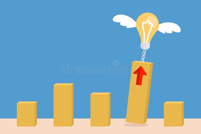 Bulb idea with growing graph vector illustration