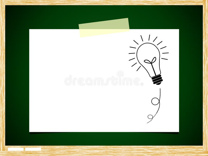 Bulb idea note paper on green board