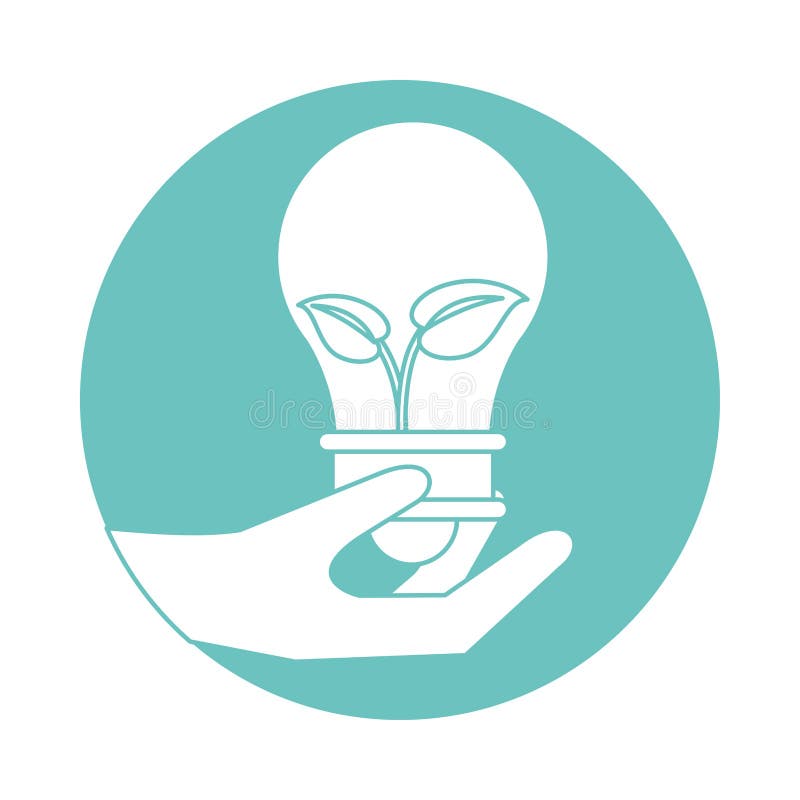 Bulb Light Energy with Leafs Plant Stock Vector Illustration of