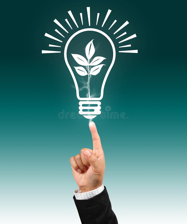 Bulb light with leaf on hand