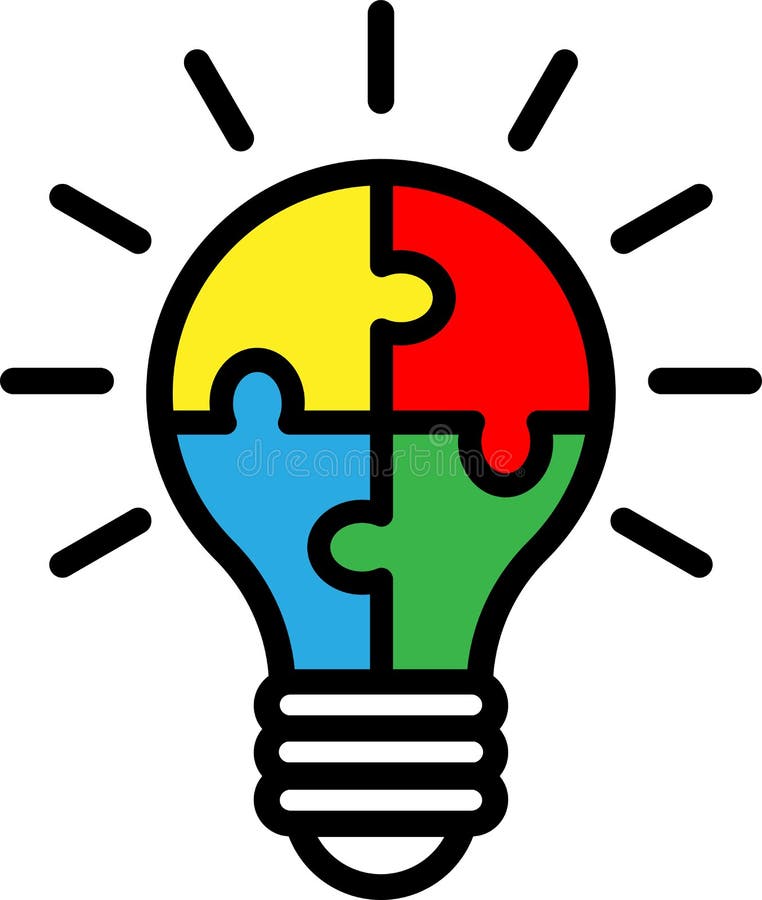 Bulb puzzle jigzaw vector illustration