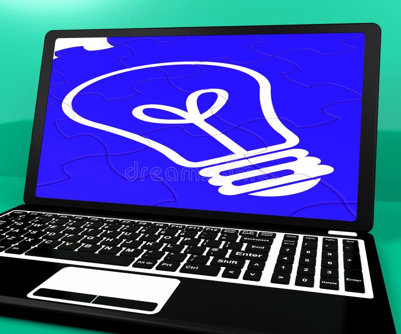 Bulb Puzzle On Notebook Showing Computer Energy vector illustration