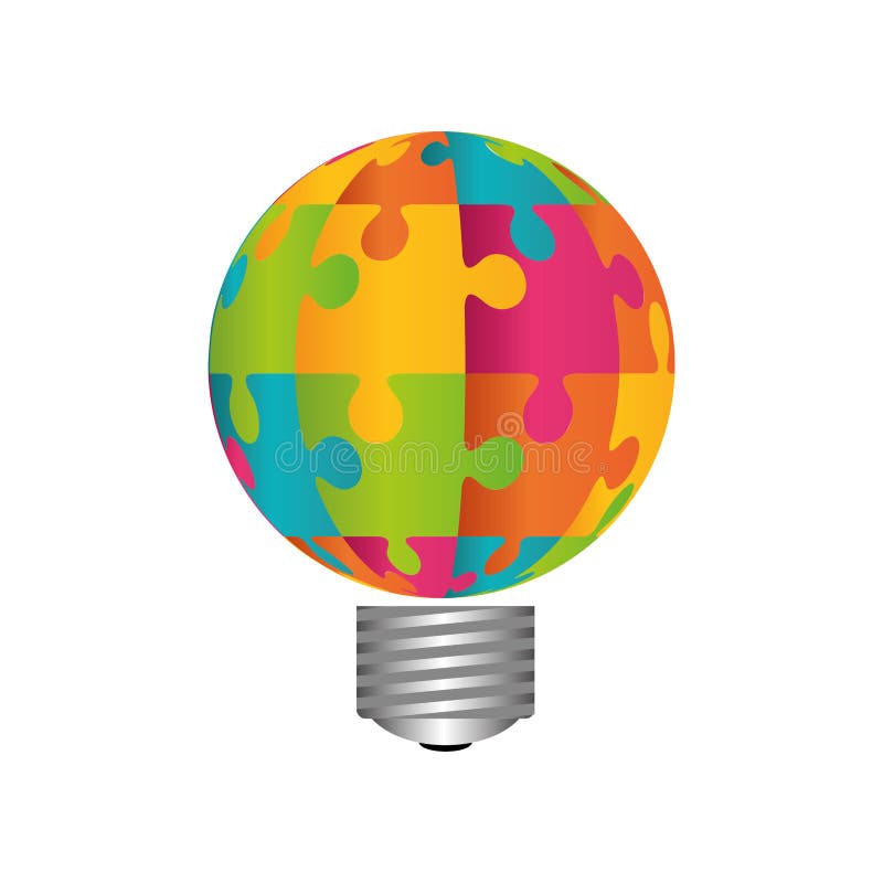 Bulb and puzzle piece vector illustration