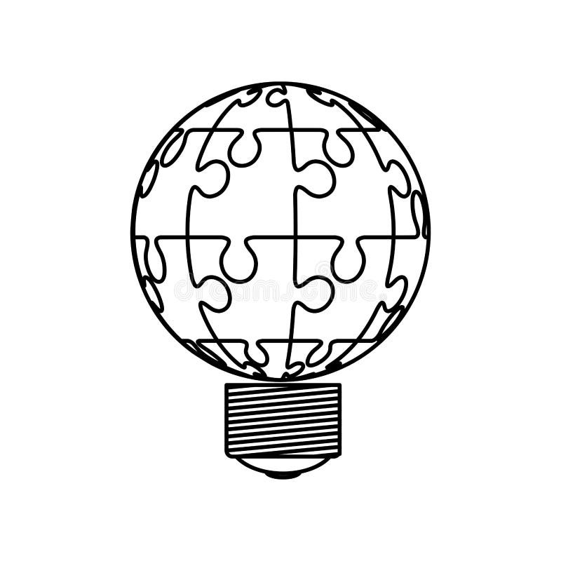 Bulb and puzzle piece vector illustration
