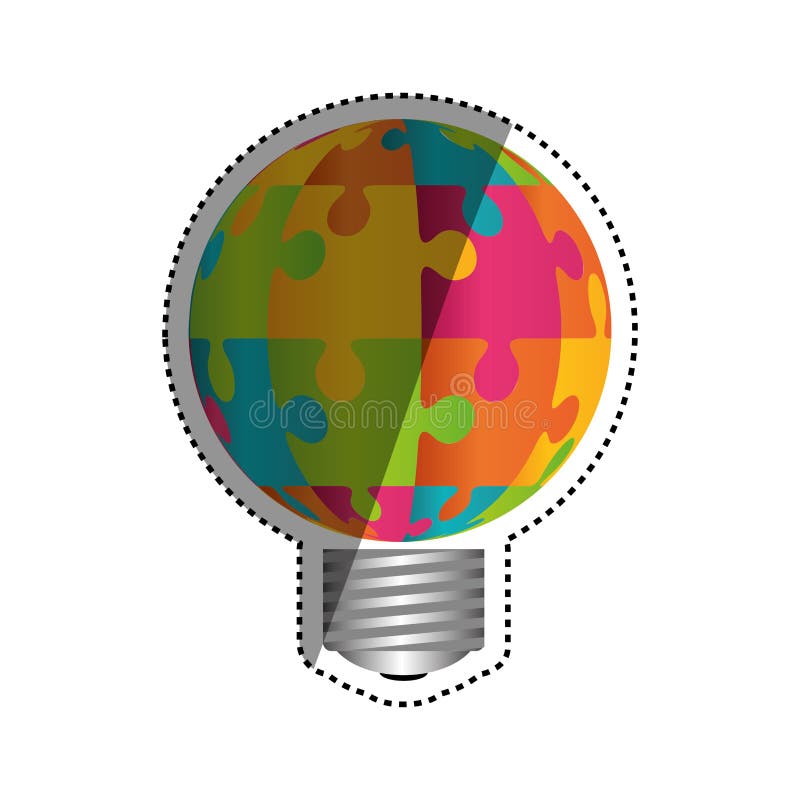 Bulb and puzzle piece stock illustration