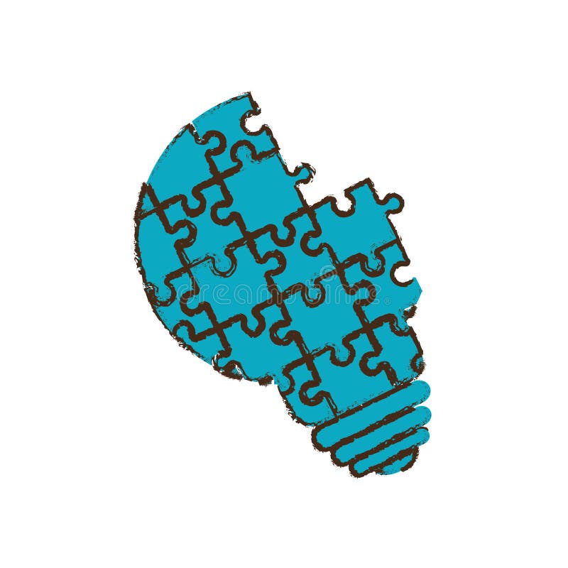 Bulb puzzle pieces image vector illustration