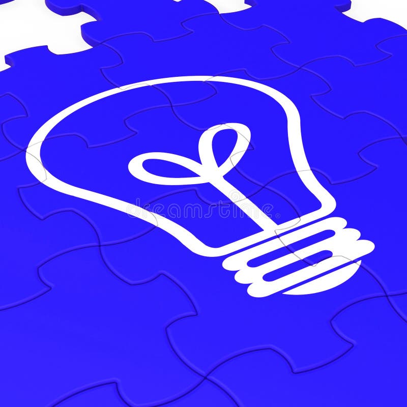 Bulb Puzzle Shows Intelligence And Inventions royalty free illustration