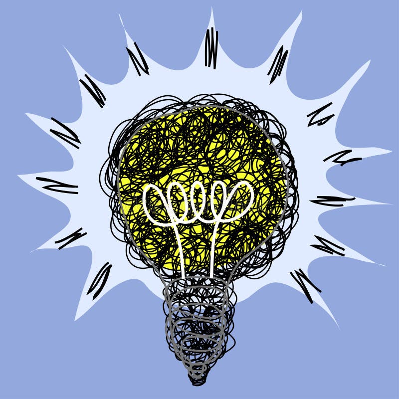 Bulb doodle drawing stock vector. Illustration of child 62893436