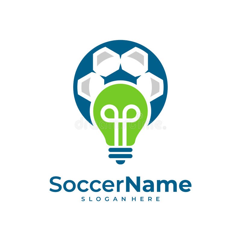 Bulb Soccer Logo Template, Football Logo Design Vector Stock