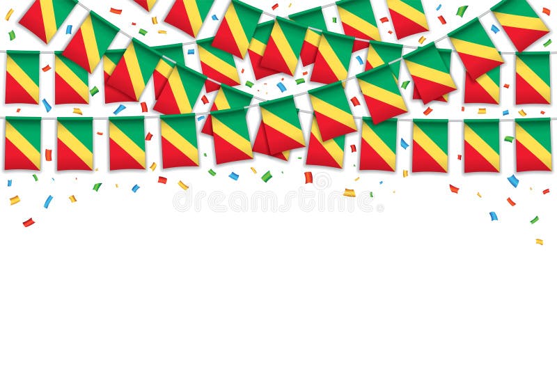 Congo flag garland white background with confetti royalty free illustration