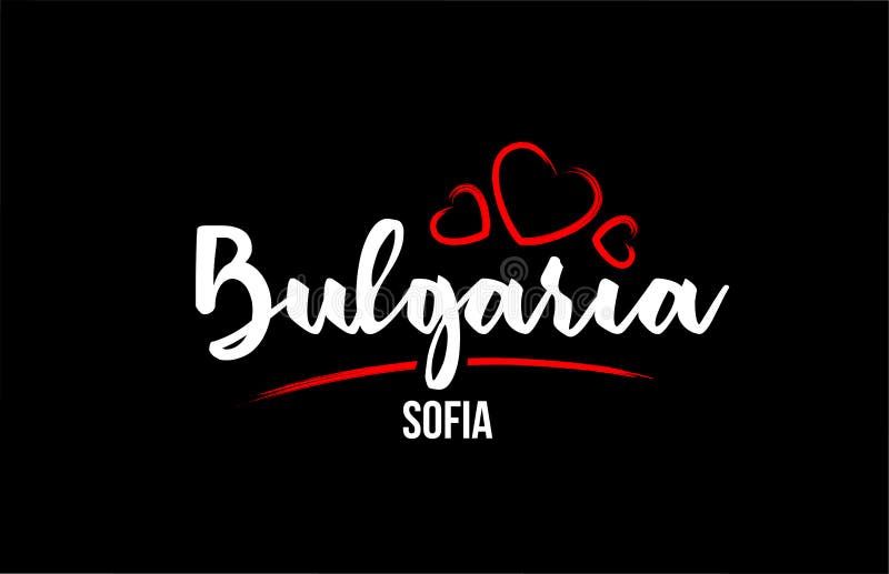Bulgaria pe fond negru cu inima roșie și capitala țării la Sofia royalty free illustration