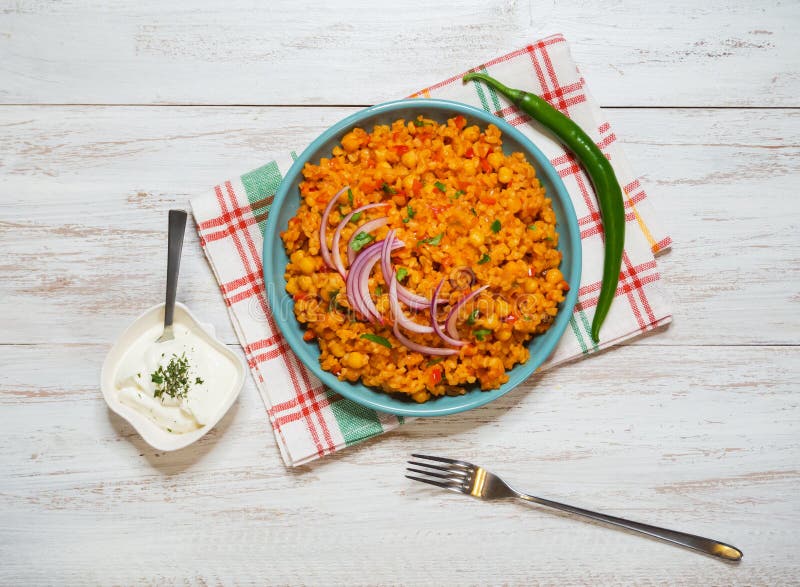 Bulgur Pilaf with Chickpeas. the View from the Top Stock Image Image
