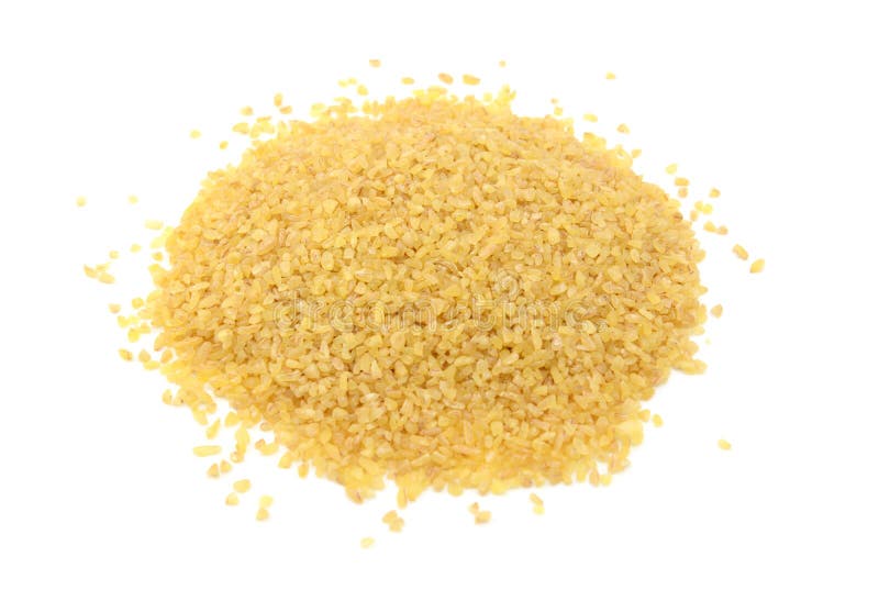 Bulgur wheat, isolated on a white background