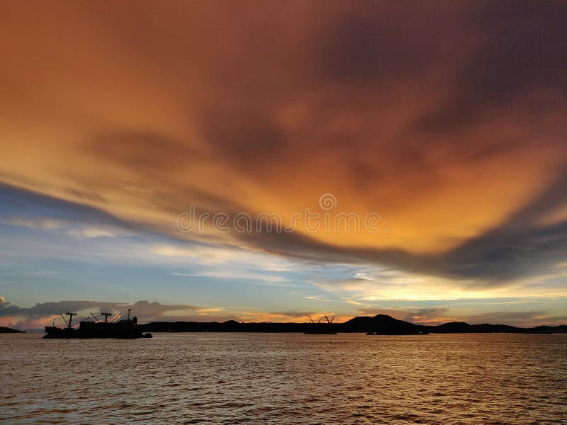 The Bulk Ship in Anchorage, Sunset Stock Photo Image of machine