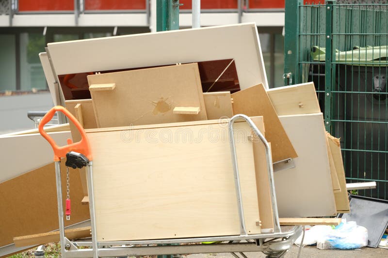 Bulky Waste, Old Furniture, Tables, Used Things on the Street before it
