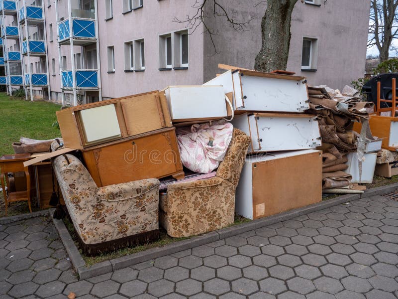 Bulky Waste To the Recycling Yard on the Roadside Stock Photo Image