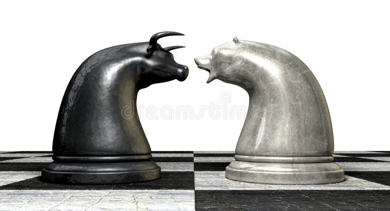 Bull And Bear Market Trend Chess Pieces