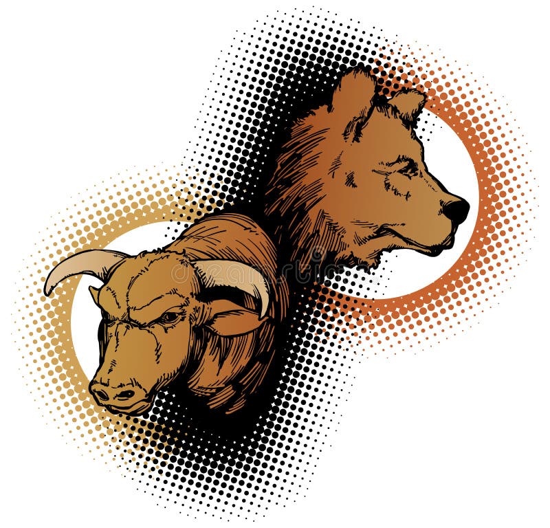 Bull ed orso illustrazione di stock