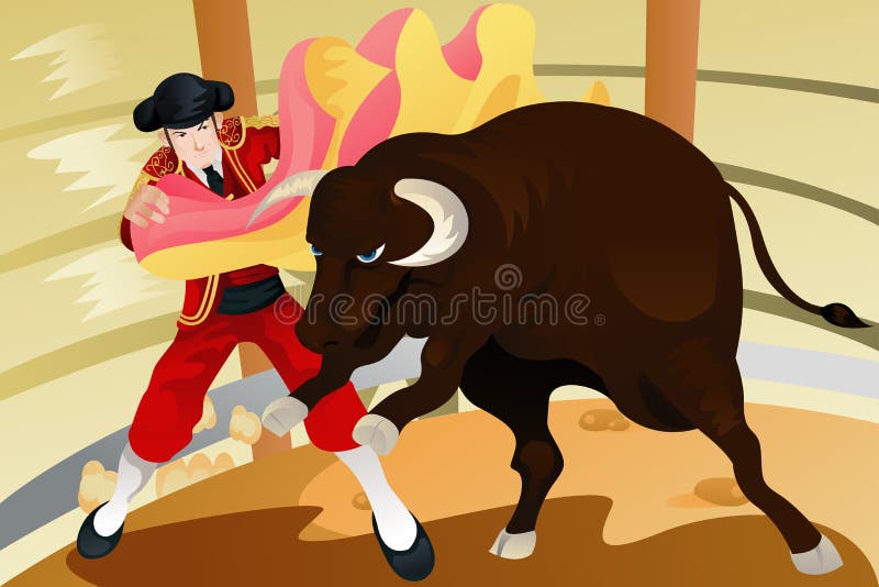 Bull fighting matador stock vector. Illustration of