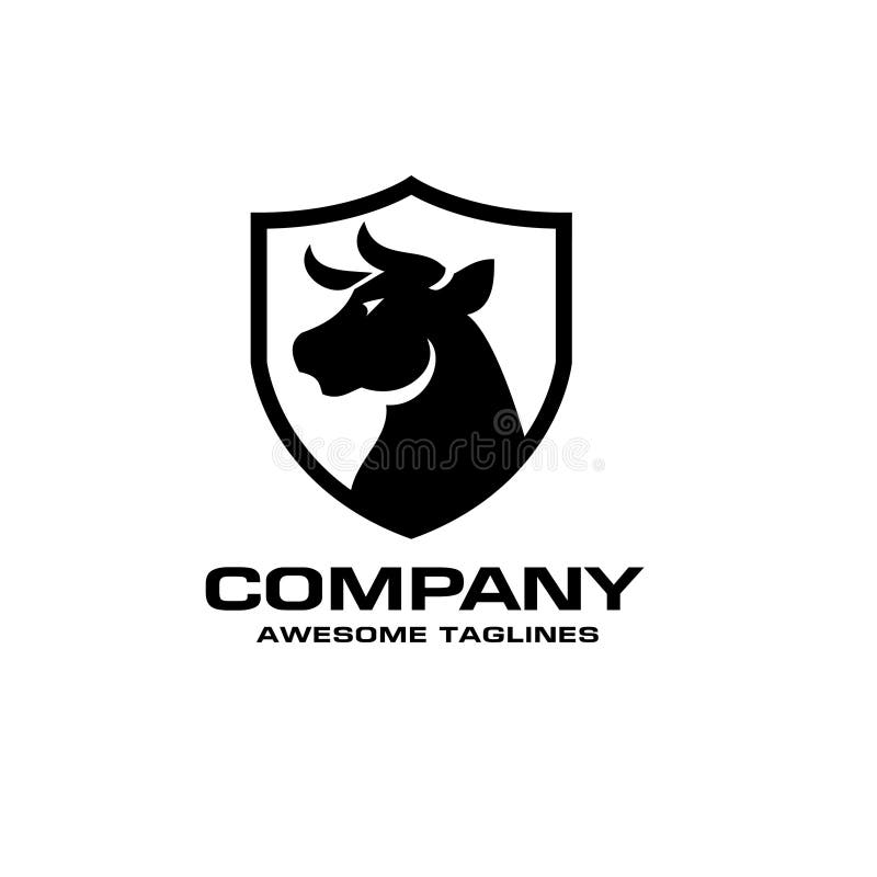 Bull head black shield vector logo concept illustration royalty free illustration