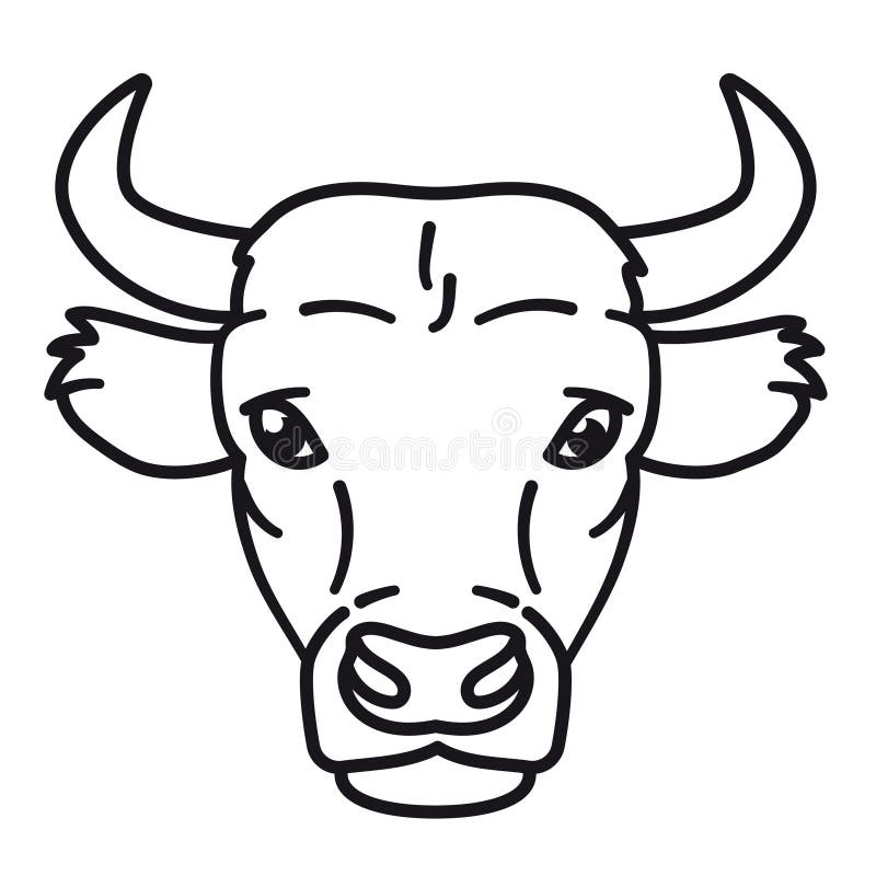 Bull head vector line icon outline illustration ilustração do vetor
