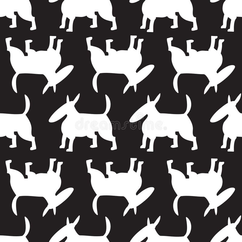 Bull terrier dogs seamless pattern. Background with pets character in doodle simple style. Vector illustration vector illustration Bull terrier dogs seamless pattern. Background with pets character in doodle simple style. Vector illustration vector illustration