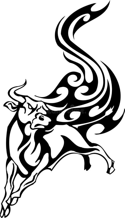 Bull in tribal style - image. 