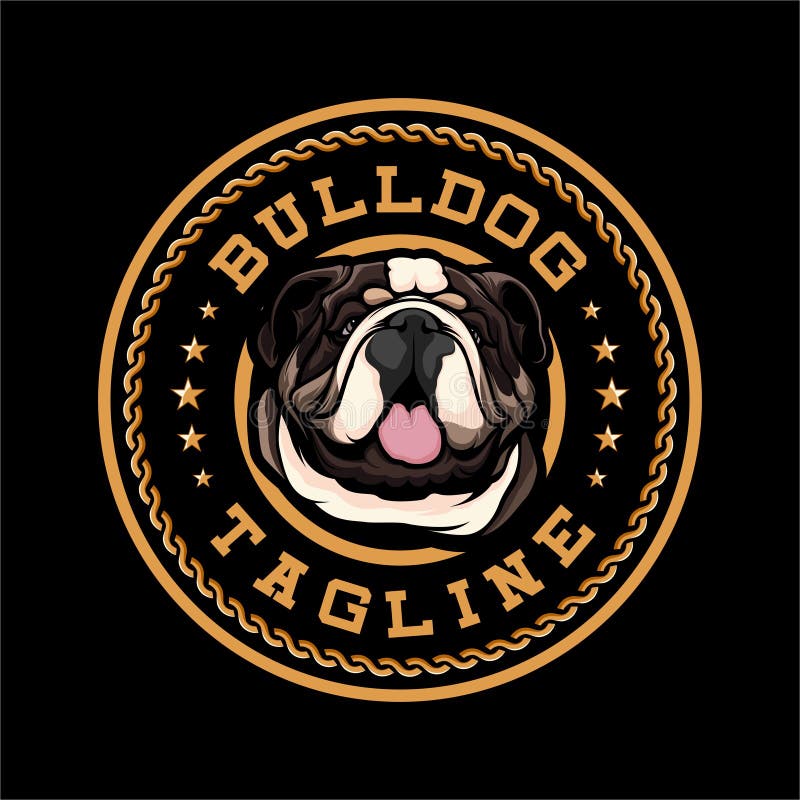 BULLDOG DOG MASCOT LOGO VECTOR ILLUSTRATION Stock Illustration