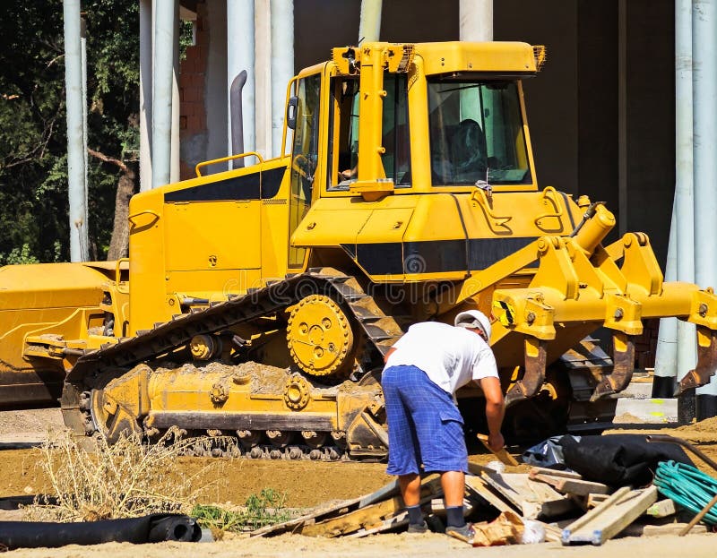 Bulldozer at the Construction Site Stock Image Image of vehicle, site