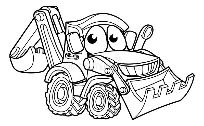 Cartoon bulldozer digger construction vehicle character mascot illustration. Cartoon bulldozer digger construction vehicle character mascot illustration