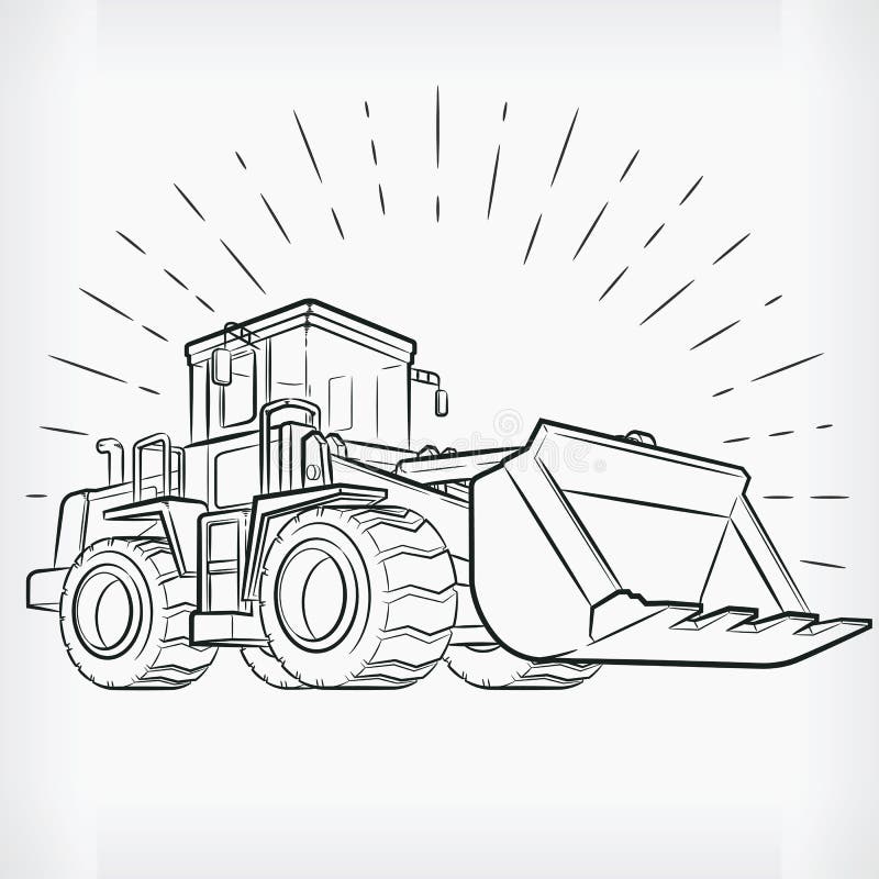 Bulldozer with hand draw Royalty Free Vector Image