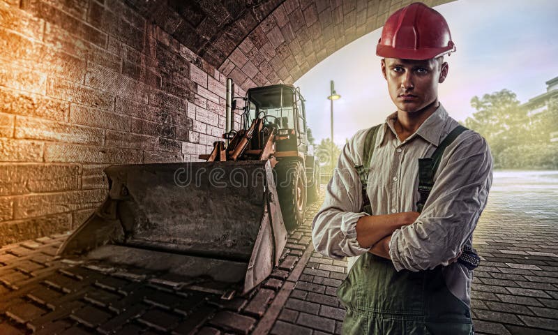 Bulldozer driver. Who is in the tunnel and ready to work Bulldozer driver. Who is in the tunnel and ready to work