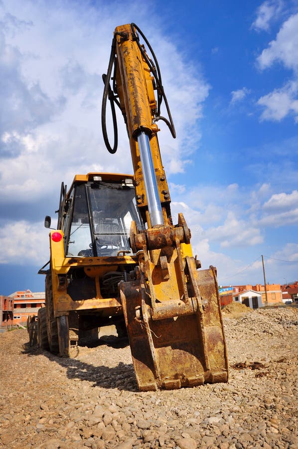 Bulldozer Excavator on a Construction Site Stock Photo Image of