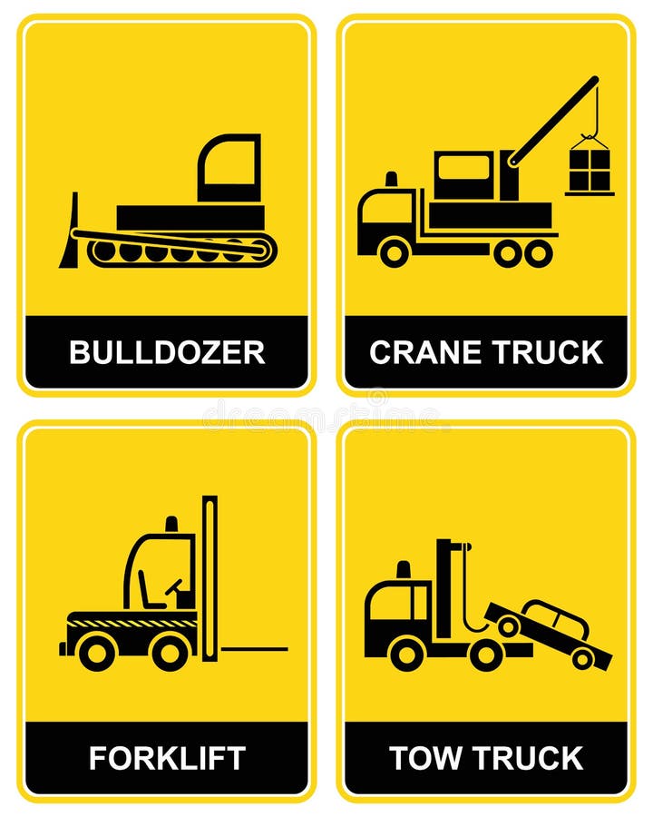 Bulldozer, gru, camion di rimorchio