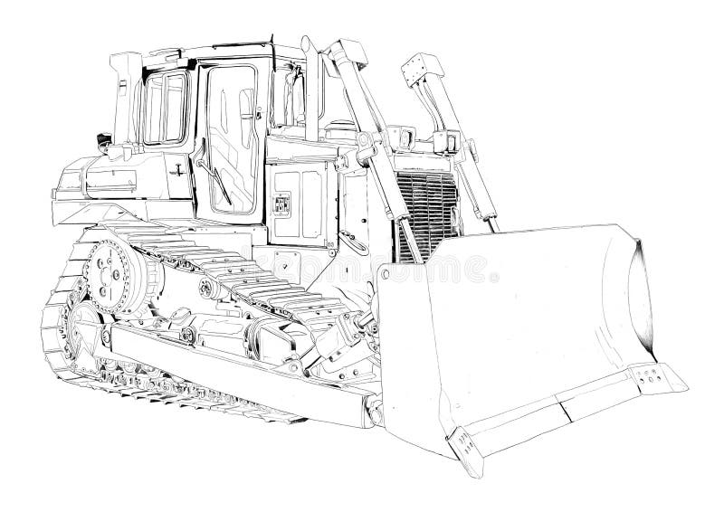 Bulldozer Illustration Art Drawing Sketch Stock Illustration
